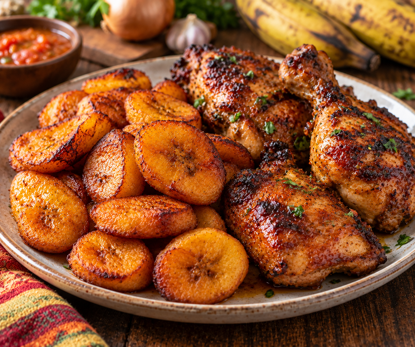 Alloco et poulet braisé