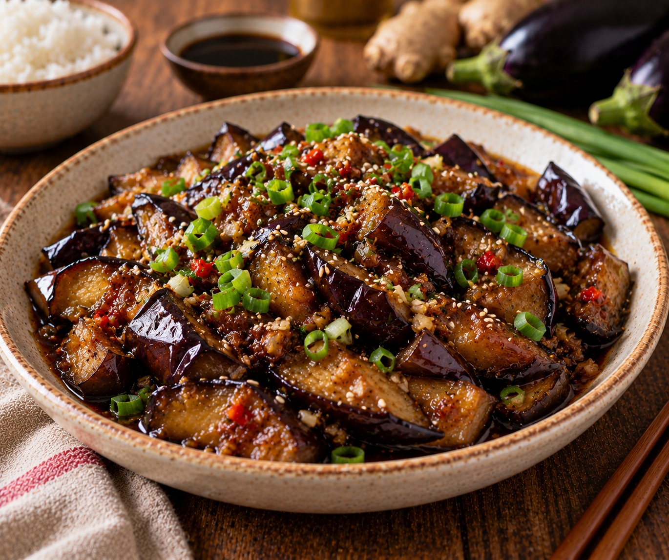 Aubergines braisées façon chinoise